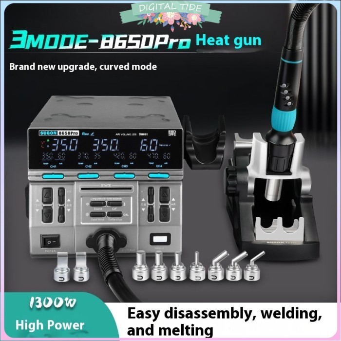 8650Pro 1300W Hot Air Rework Station Industrial-Grade Hot Air Gun Electronics Soldering Station BGA