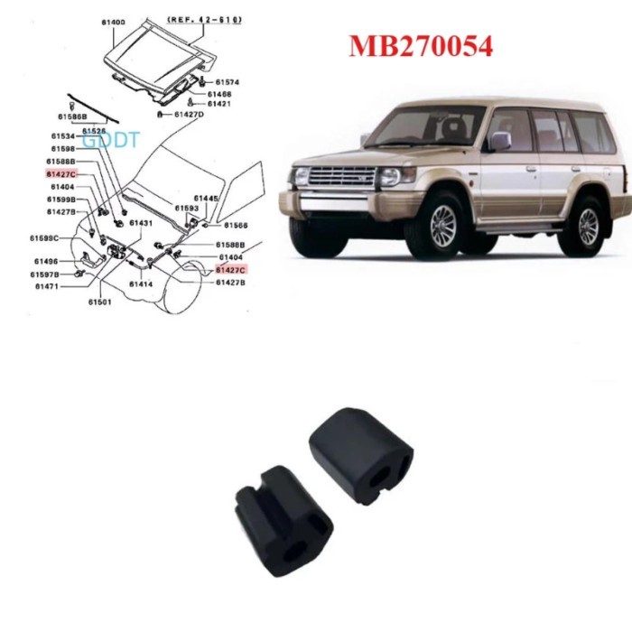 2 Pieces Hood Damper for Pajero V10 V20 Engine Cover Protector Rubber for Montero V30 V40 Bonnet Da