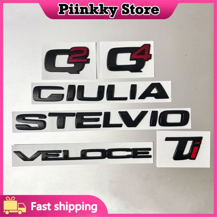 Car metal tail letter decorative sticker For Q4 Giulia Stelvio Exterior Modification Accessories