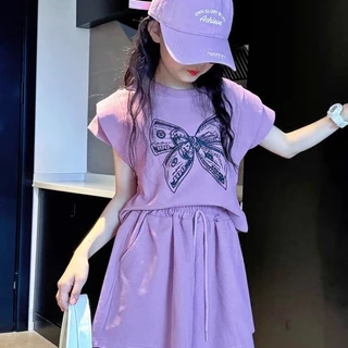 onekid🌼 กางเกงขาสั้นเด็กผู้หญิงเหมาะกับฤดูร้อนเสื้อผ้าฤดูร้อนแขนสั้นเด็กใหม่สำหรับเด็กผู้หญิงและเด