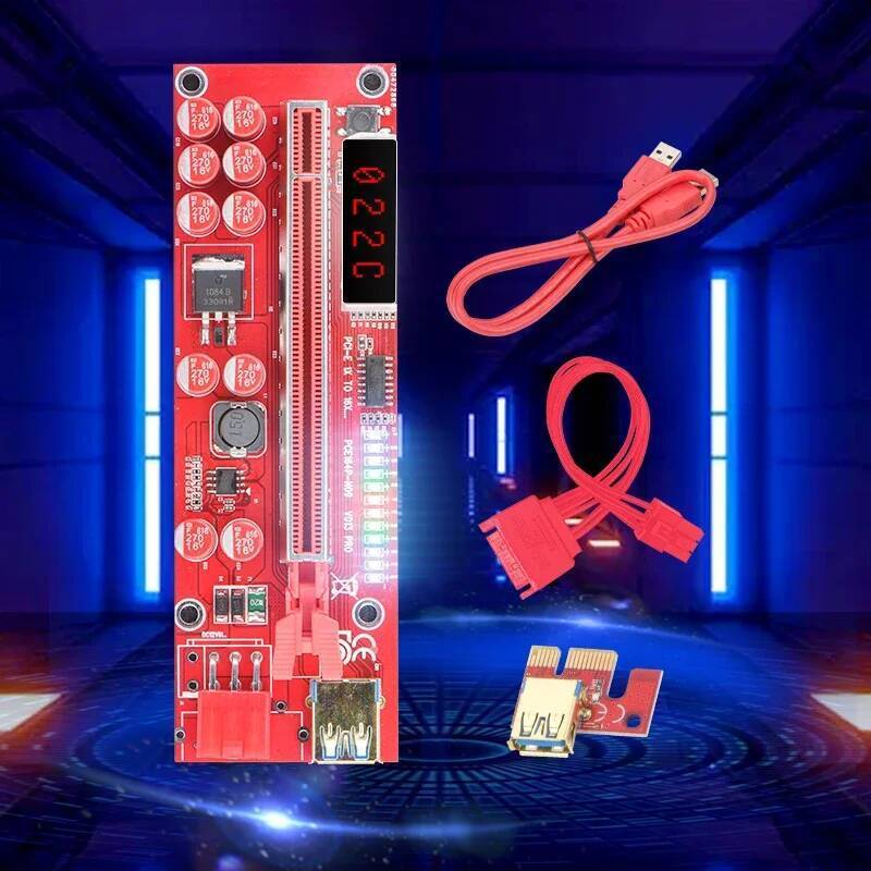 V013 Pro GPU Riser 013 Pro PCI Express X16 6Pin USB 3.0 LED อุณหภูมิ PCIE Riser สําหรับการ์ดวิดีโอ R