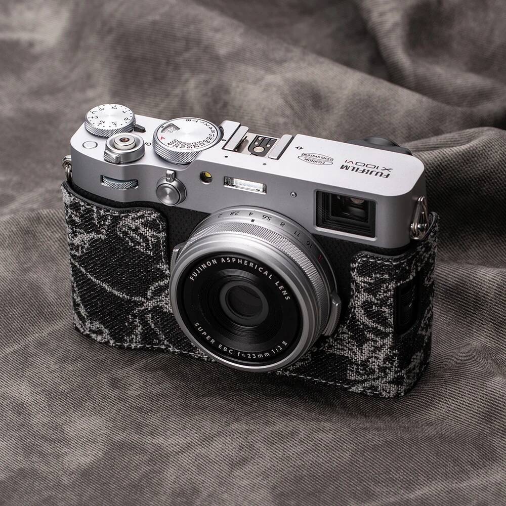 หนังแท้จริง X100VI กล้องครึ่งกระเป๋าสําหรับ Fujifilm Fuji X100VI กรณีตรวจสอบ X100VI กรณีป้องกันกระเป