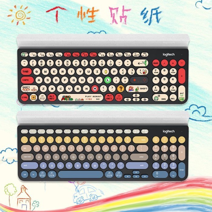 เหมาะสําหรับ Black Jue 325i Logitech K780 Fude ik6650 Airlines K221 เดสก์ท็อปคีย์บอร์ดสติกเกอร์ปุ่มส