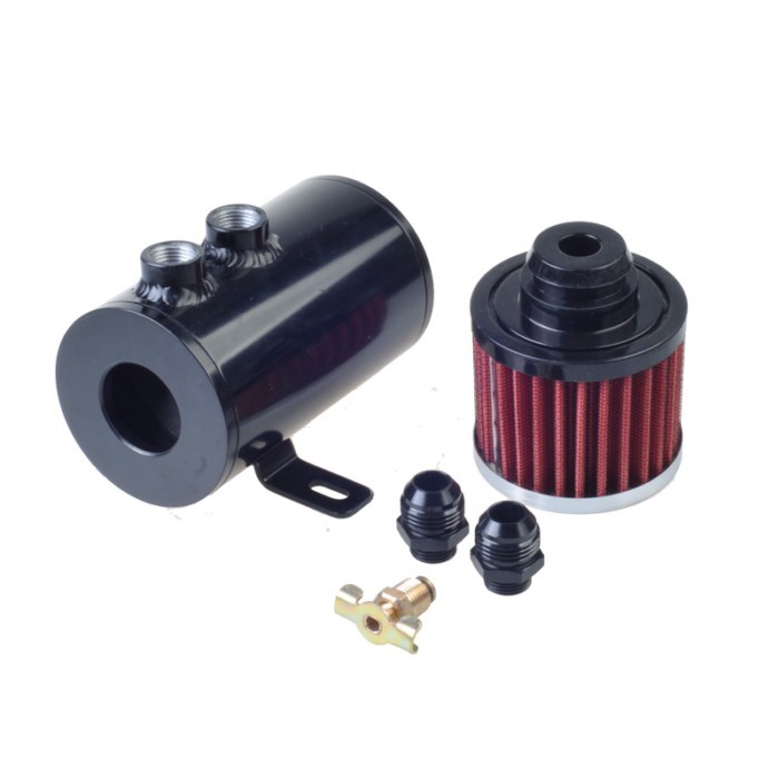 auto motorcycle Aluminium Oil Catch Can Reservoir Tank  with filter black mini OCT1118 with AN10 FI
