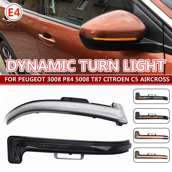 1Pair For Peugeot 3008 P84 5008 T87 Citroen C5 Aircross Dynamic LED Turn Signal Light Side Mirror I