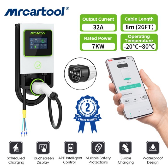 MRCARTOOL S311 EV Electric Car Charging Station 7KW 32A Charger APP Smart Control Charging Box Char