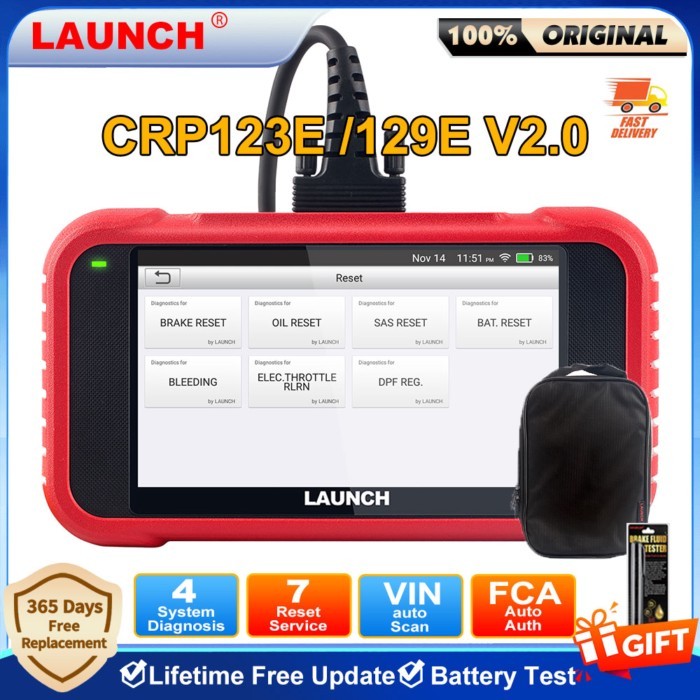 LAUNCH X431 CRP123E V2.0/CRP129E V2.0 4 System Diagnostic Tool ABS SRS ENG AT 7 Resets Full OBD2 Fu