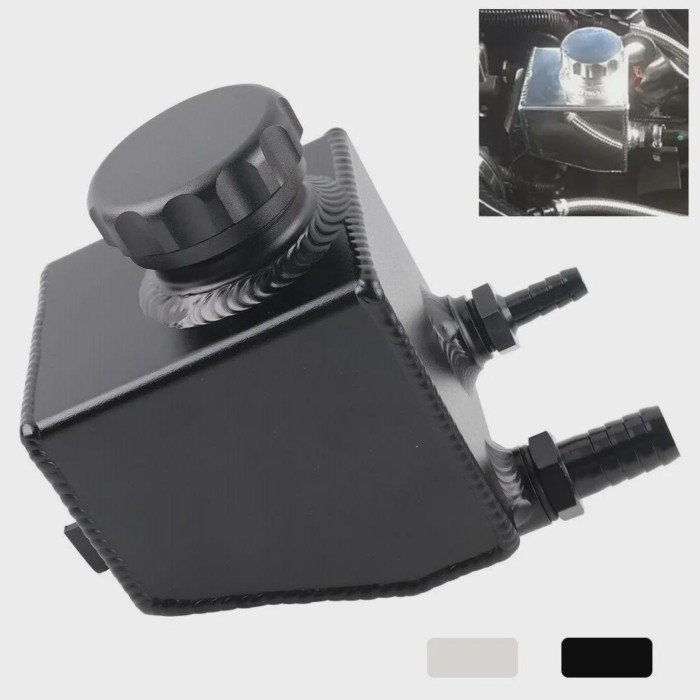 Silver Black Aluminum Power Steering Pump Fluid Reservoir Tank for V6 V8 VT VX VU VY VZ VE LS1 LS2