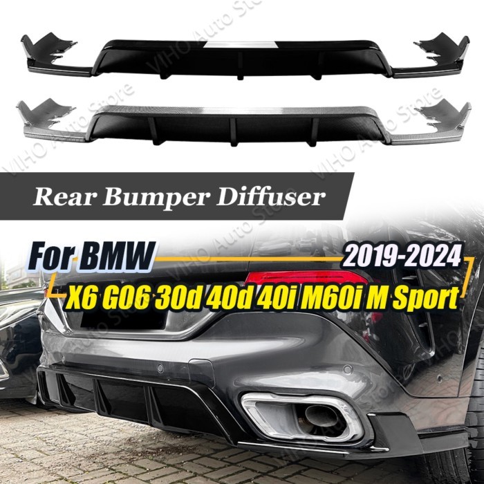 For BMW X6 G06 40i 30d 40d M60i 2019-2024 Car Rear Bumper Lip Splitter Diffuser Side Corner Protect