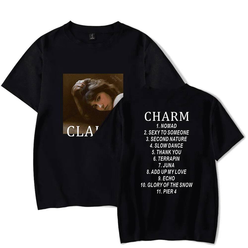 เสื้อยืด Tour Merch สำหรับ_clairo_charm_tracklist_ แฟชั่นฤดูร้อนและใส่ลำลอง
