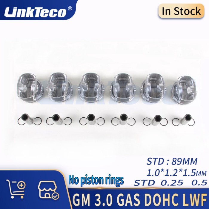 6PCS STD 0.25 0.5 Engine Parts Piston Kit 3.0 L LFW GAS V6 For GM BUICK LACROSSE CADILLAC CTS SRX C