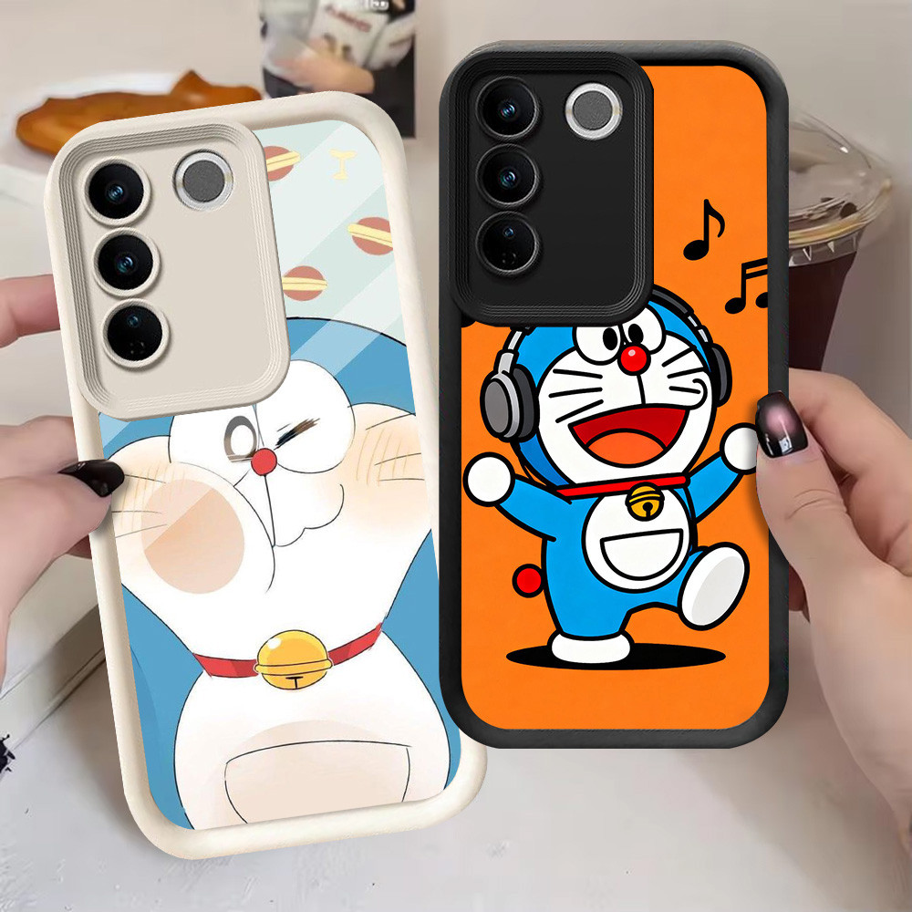 G-58 Doraemon ปลอกน่ารักสําหรับ VIVO Y81 Y81s V29 V29E Y100 Pro สีดําและสีขาว