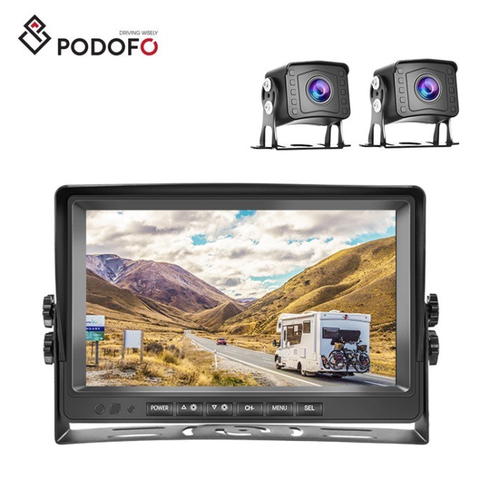 Podofo  9" AHD Video Recorder LCD Monitor DVR Video Recorder Truck Bus Van Rear View Kit + 12V/35V