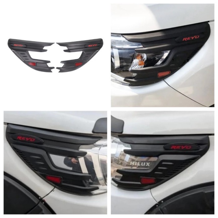 For Toyota Hilux Headlight Decoration Lamp Hoods Head Light Cover Hilux REVO 2015-2021 ABS Body Par