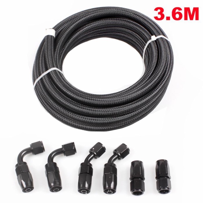 11.8Ft Universal Fuel Line kit AN6 AN8 AN10 3.6M Hose Nylon Stainless Steel Braided CPE Oil Fuel Pi