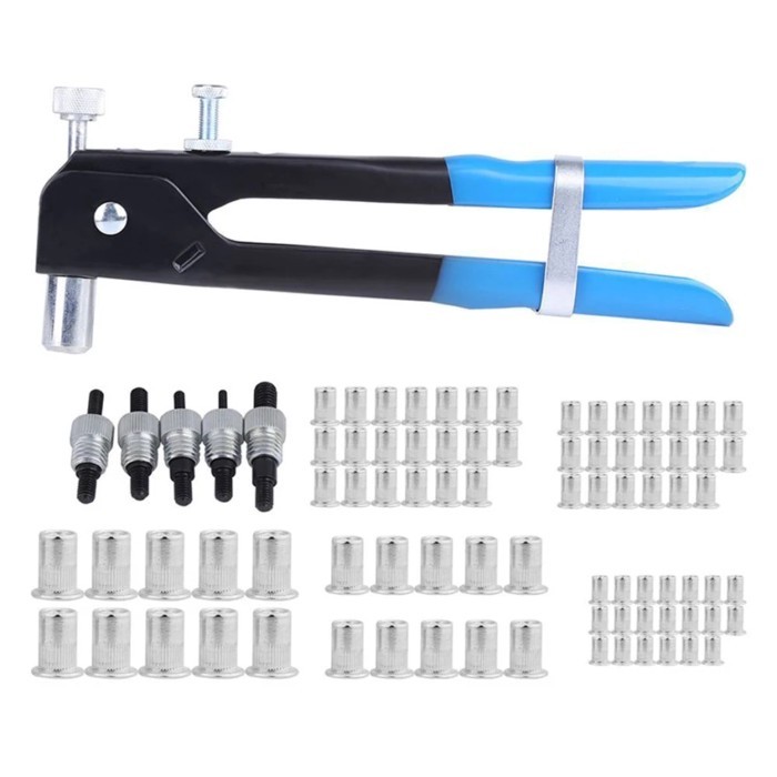 86PCS/Set Rivet Nuts Kit M3-M8+ Rivet Nut Gun+ Nut Rivet Mandrels Repairtool Rivet Flatheadscrew Cr