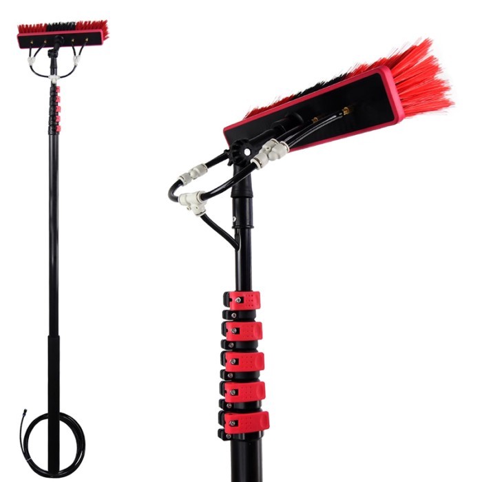 30 FT Window Cleaning Pole Water Fed Brush Kit 9 Meters Telescopic Extendable Water Fed Pole Solar