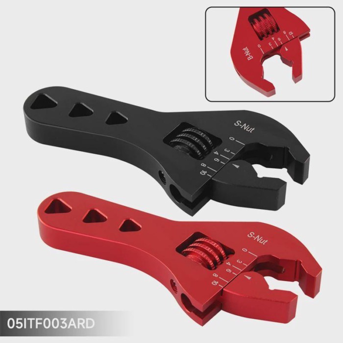 Black/Red Universal AN3 AN4 AN6 AN8 AN10 Adjustable AN Fitting Wrench  Aluminum Compact Stubby Desi