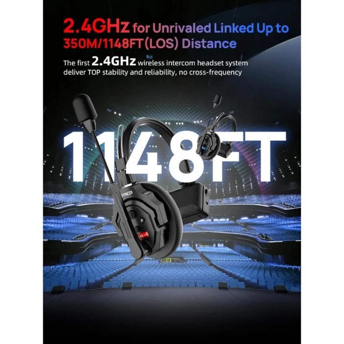 Synco XTalk  X5 2.4GHz Wireless Intercom System Remote Headsets Wireless Microphone Expanded Team C