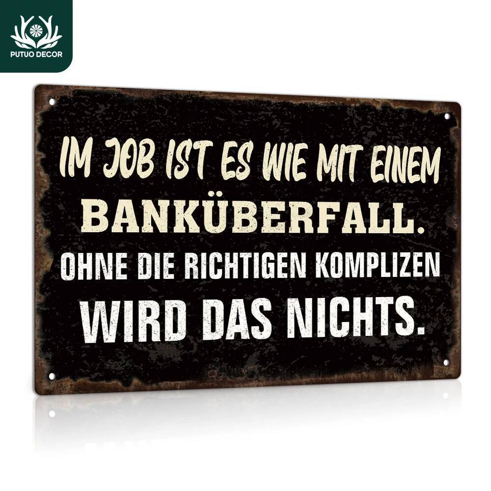 Putuo Decor 1 ชิ้นเยอรมัน Vintage ป้ายดีบุกโลหะ, Wall Art Decor สําหรับ Home Farmhouse Office Studio