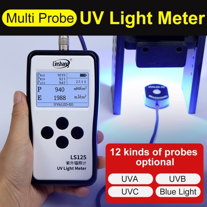 Pro Grade UV Light Meter LS125 Multi-probe UVA UVB UVC Intensity Measurement Device UV Radiometer
