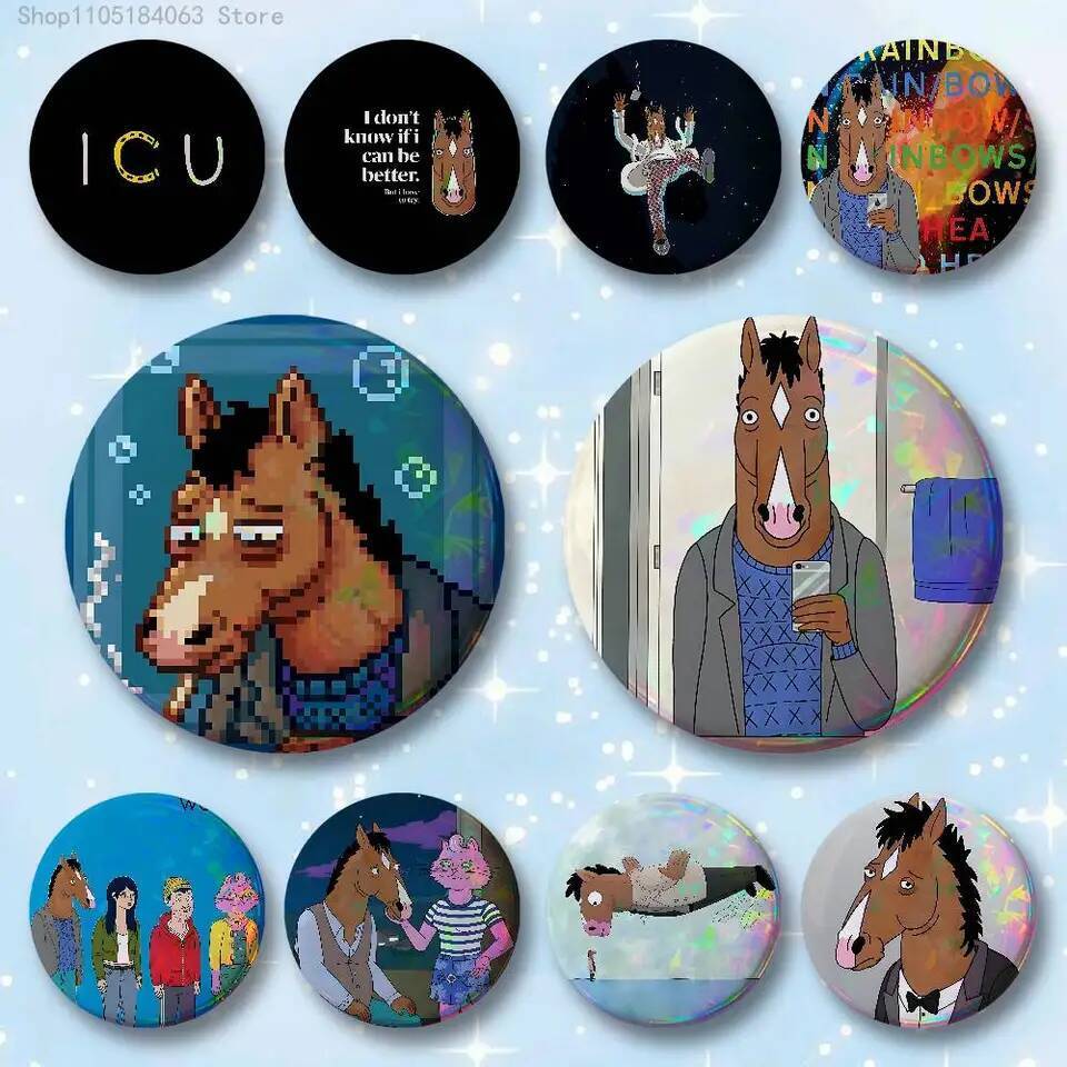 ป้าย BoJack Horseman ขนาดต่างๆ เข็มกลัดและตกแต่งกระเป๋า สำหรับแฟนคลับและของขวัญพิเศษ