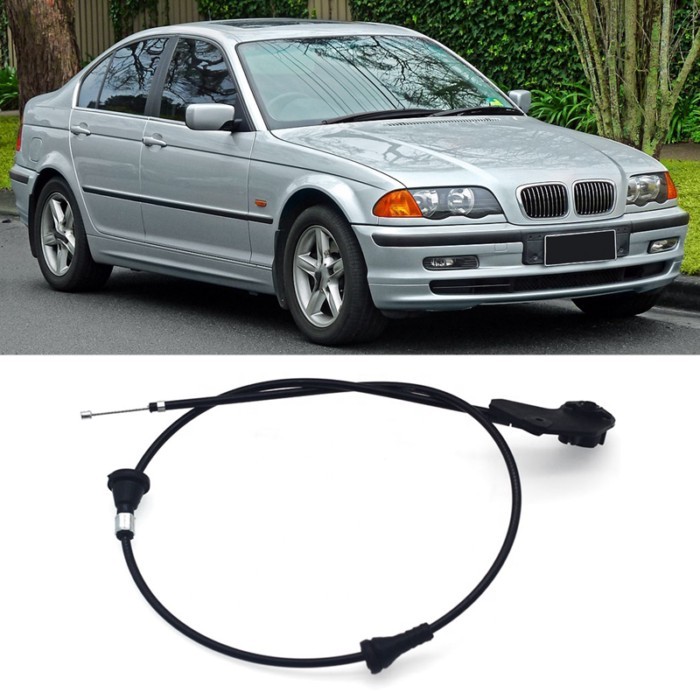 Engine Hood Release Cable For BMW 3' E46 320I 323I 330I Engine Bowden Cable Kit Hood Release Wire 5