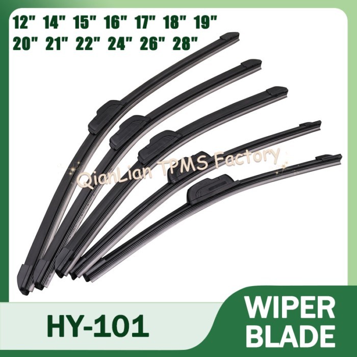 HY-101 Car Wiper Blades General J/U-Shaped Windshield Wiper 12 14 15 16 17 18 19 20 21 22 24 26 28