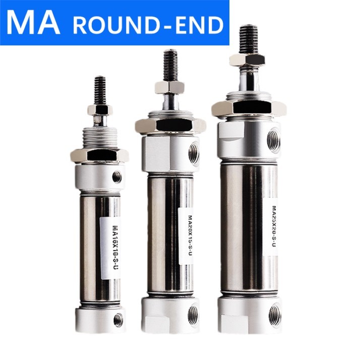 MA16/20/25-25X50*75X100*125X150X200S-U Round-End Stainless Steel Double Acting Mini Pneumatic Air C