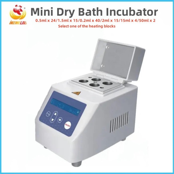 IKEME Mini Dry Bath Incubator LCD 0.2/0.5/1.5/2/15/50ml With Heating Block Lab Thermostat Dry Bath