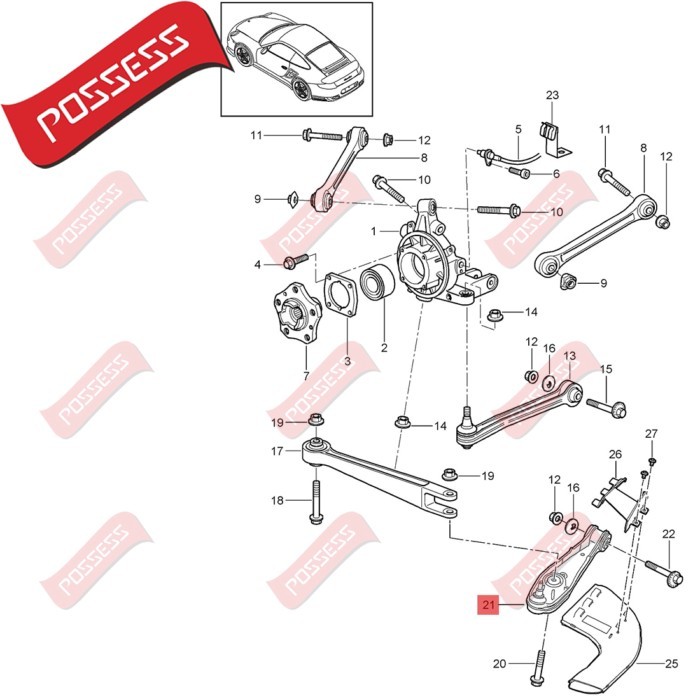 Rear Suspension Control Arm For Porsche 911 996 997 BOXSTER CAYMAN 986 987 981 982 BOXSTER CAYMAN 9