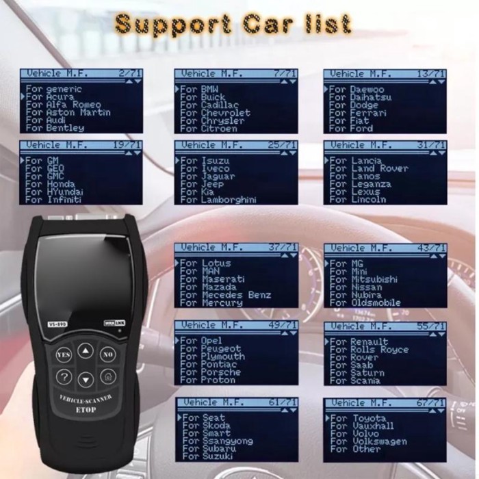 547C VS890 OBD SUV Transmission Car Engine Error Code Reader Auto Diagnostic Scanner
