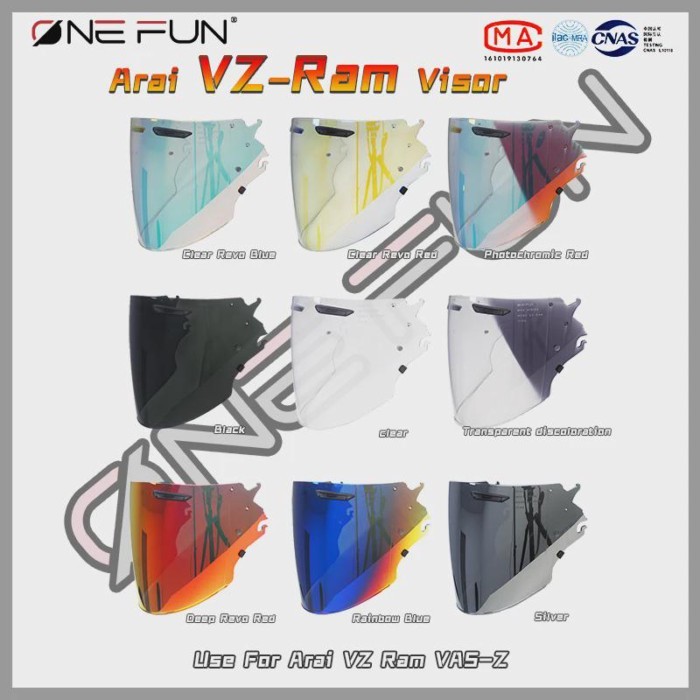 VZ RAM Photochromic Helmet Visor Black/Rainbow/Silver Shield Compatible with Arai VZ-RAM RAM-X SZ-R