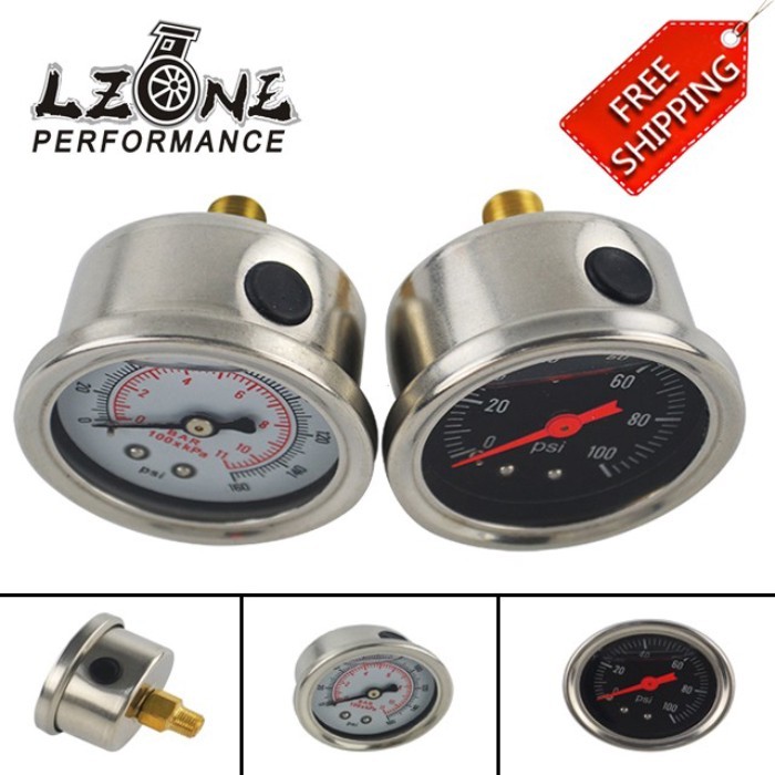 FREE SHIPPING - Fuel Pressure Gauge Liquid 0-100 psi / 0-160psi Oil Pressure Gauge Fuel Gauge Black