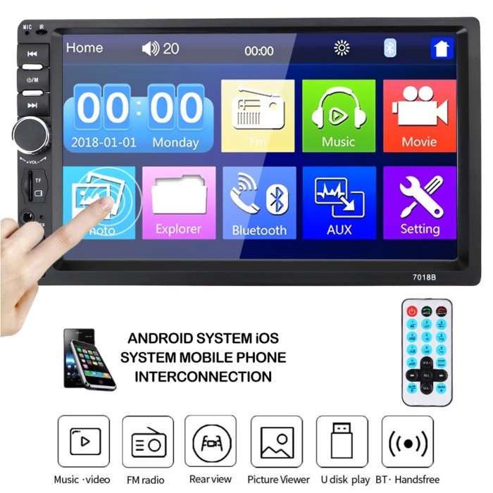 7 Inch 2 Din Car Radio 7010B/7012B/7018B MP5 Player Touch Screen Bluetooth Hands-free Reversing Dis