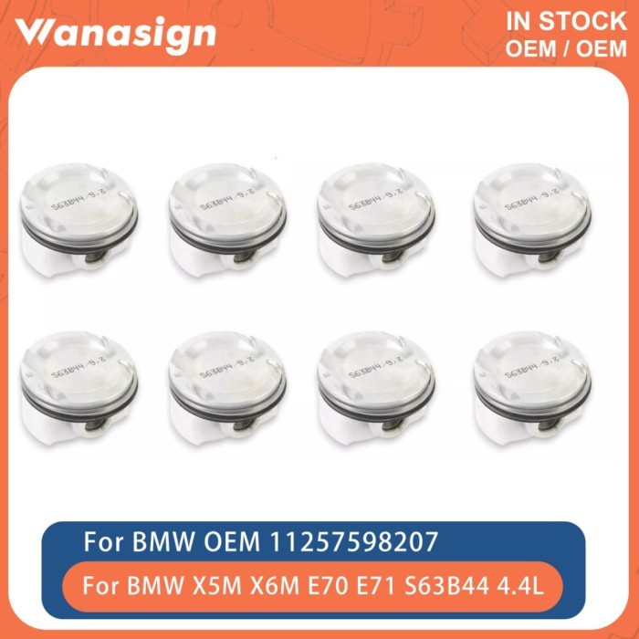Engine 8x Pistons With Rings Kit Φ89mm Fit 4.4 L For BMW X5M X6M E70 E71 S63 S63B44 4.4L V8 GAS 10-