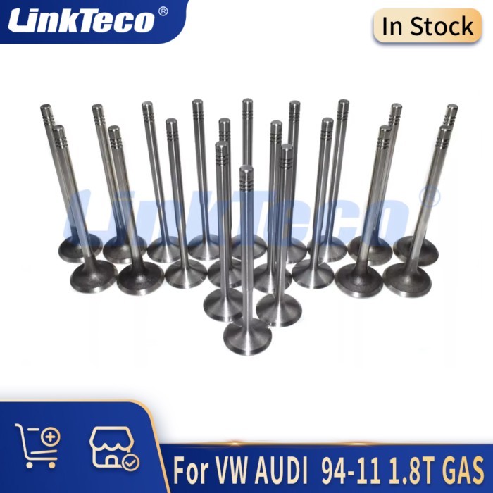 20x Intake & Exhaust Valves Fit 1.8 L T L4 GAS For 94-11 1.8T AUDI A3 A4 A6 CABRIOLET TT SEAT Skoda