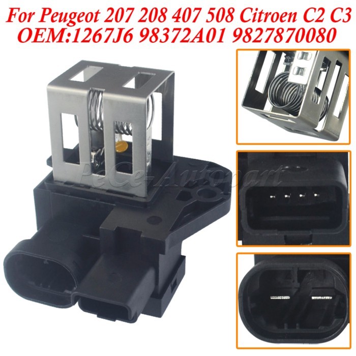 New Radiator Fan Motor Relay Resistor 1267J6 98372A01 9827870080 For Peugeot 207 208 407 508 Citroe