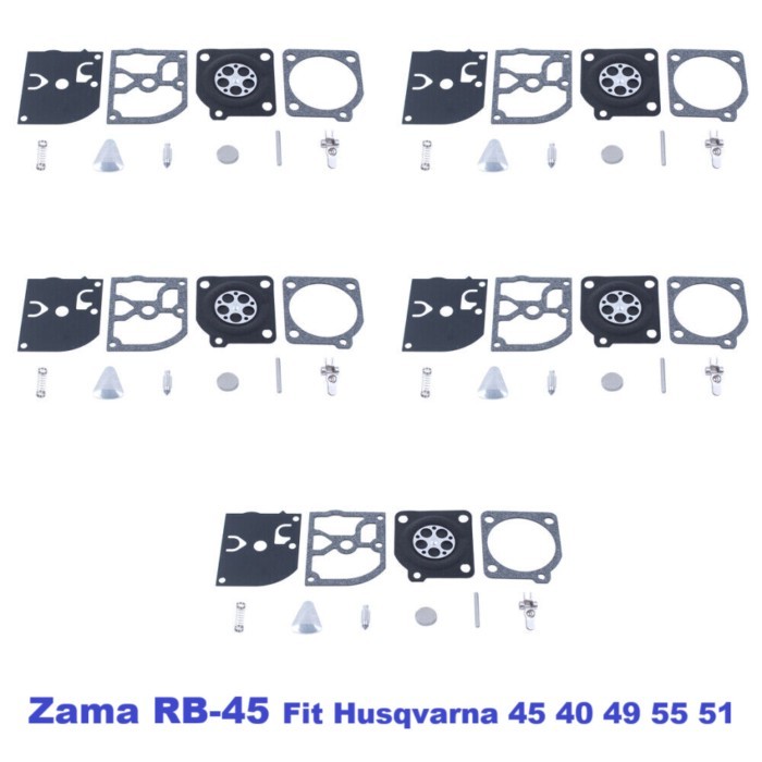 5pc Carburetor Repair Rebuild Kit for Zama RB-45 C1Q-EL1 C1Q-EL6 C1Q-M43 HUSQVARNA 40 45 49 55 51 2