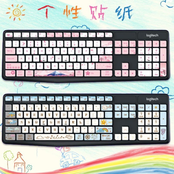 เหมาะสําหรับ Logitech MK235 K235 K390 K375S MK315 เดสก์ท็อปคีย์บอร์ดสติกเกอร์ปุ่มสติกเกอร์ฟิล์ม