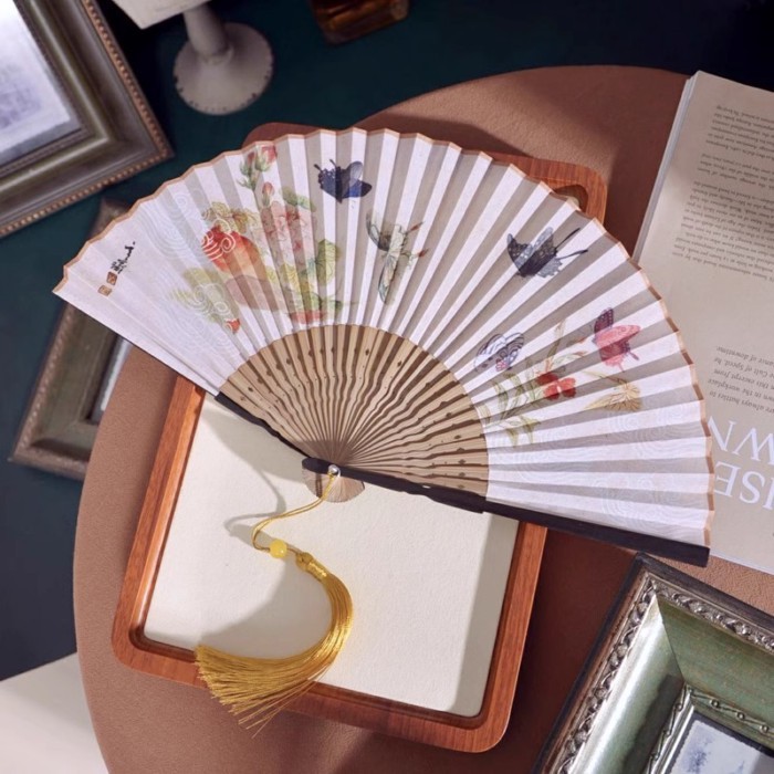 6Inch Chinese Vintage Folding Fan Handmade Small Fan for Women Hanfu Dance Cheongsam Summer Gift Po