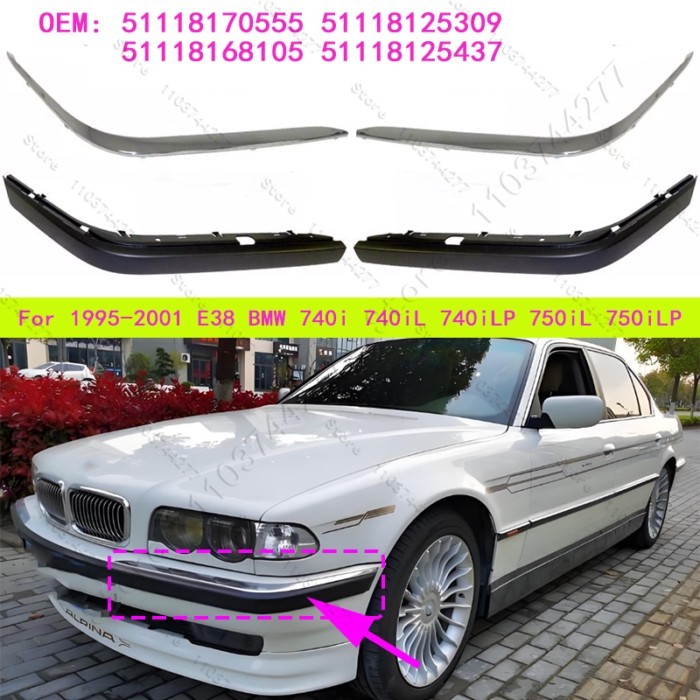 For 1995-2001 E38 BMW 740i 740iL 740iLP 750iL 750iLP Front Bumper Trim 51118170555 51118125309 5111