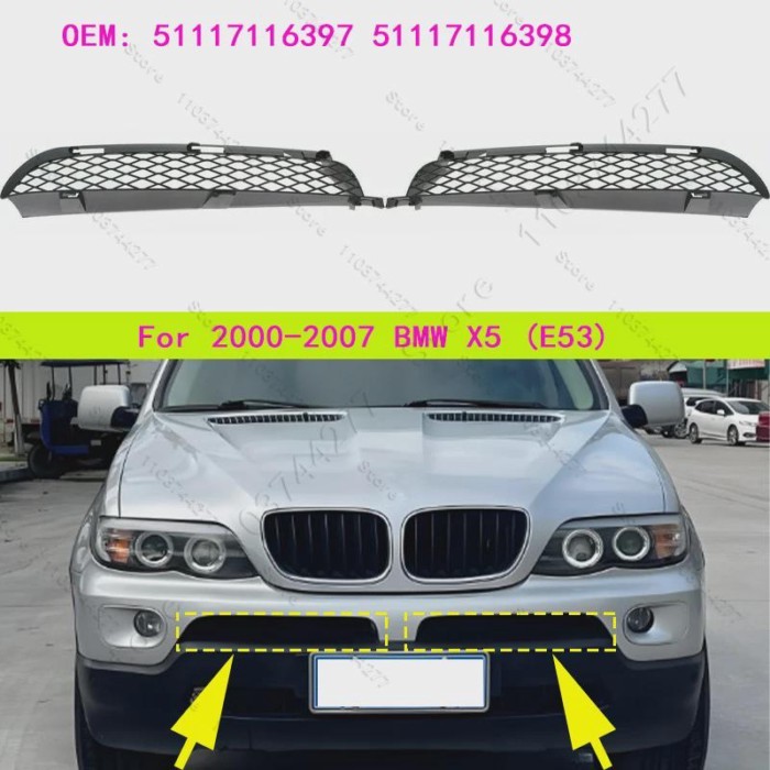 For 2000-2007 BMW X5 (E53) Front Lower Bumper Grille Inlet Grill Exterior Replacement Accessories 5