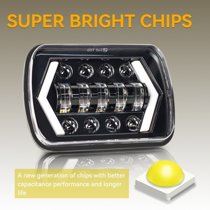 1/2pc LED Motorcycle Headlamp H4 Wrangler Headlights 5X7 7X6 LED Truck Headlights 6000K 4300K DRL T