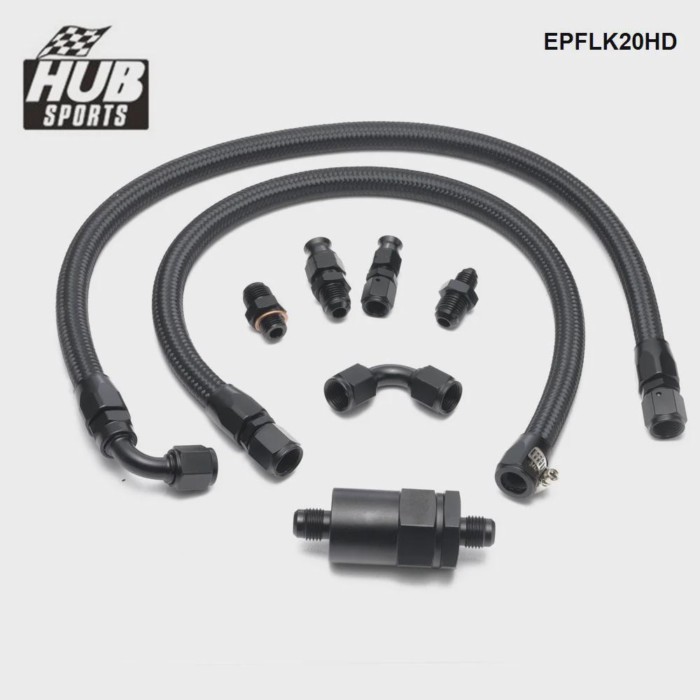 HUB sports K-Swap Center Feed Fuel Line Kit W/ Fuel Filter & AN Adapter Fittings & Fuel Hose For K2