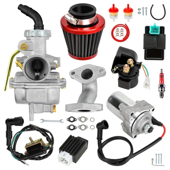 ATV PZ20 Carburetor Starter Motor Kit Compatible for TaoTao Coolster 125 110 Kazuma Baja 50 ATV Kar