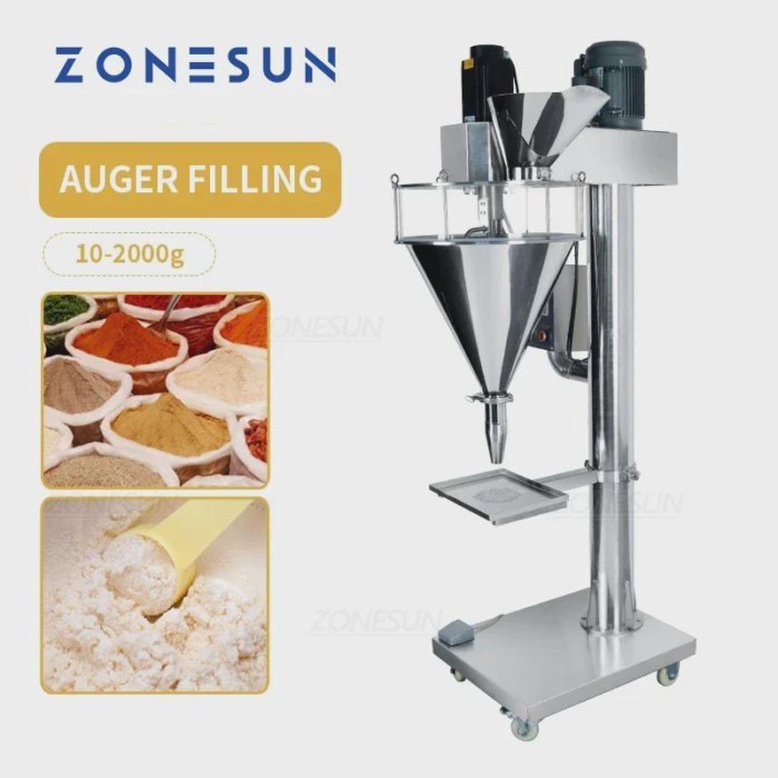 ZONESUN Powder Filling Machine Semi-auto Milk Matcha Coffee Powder Pepper Can Bottle Auger Flour Se