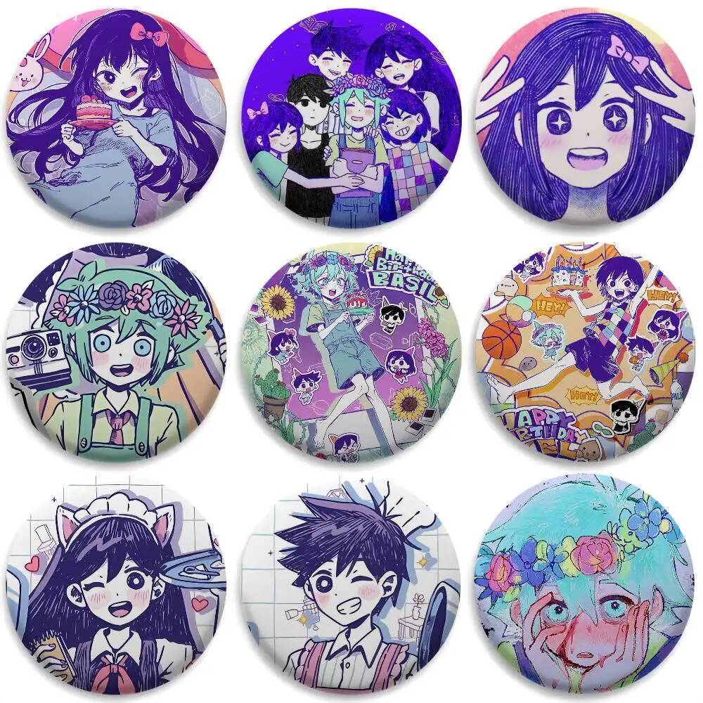 O-Omori Aubrey Basil ป้ายน่ารักรอบป้ายประณีตเข็มกลัด Creative Pins สําหรับเสื้อผ้าหมวกกระเป๋าเป้สะพา