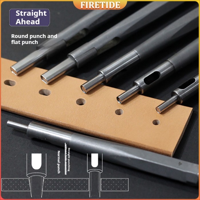 M390 Steel handle Leather Belt Round/Flat Hole Puncher, Dia 3/3.5/4/4.5/5/6/7MM,flat hole 4x6/5x8mm