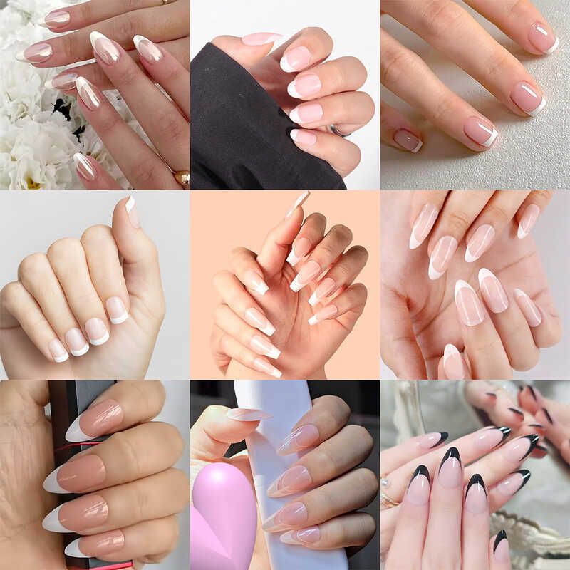 Simple French Wearing Nail Collection แผ่นแปะเล็บ แผ่นแปะเล็บปลอม เล็บปลอม